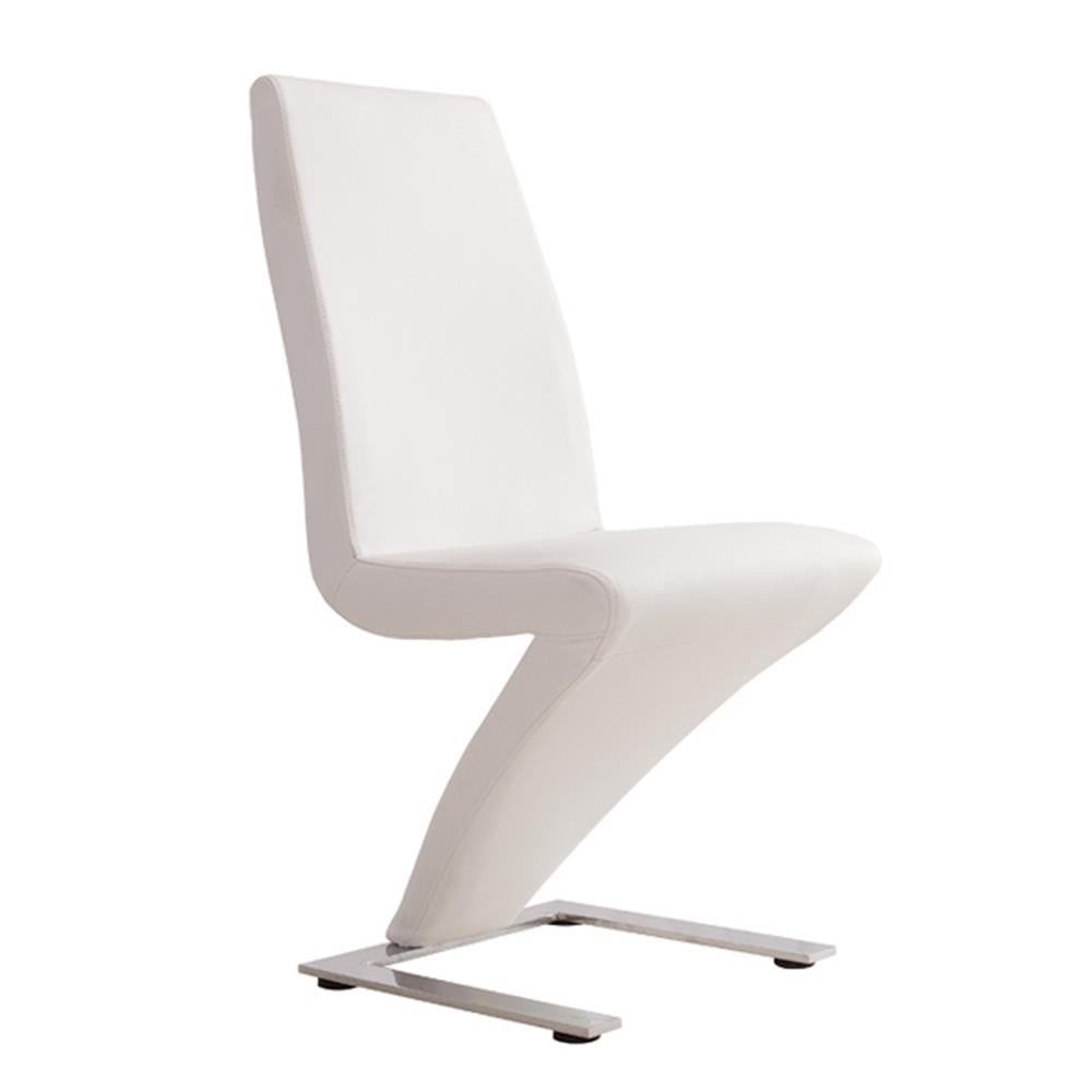 2x Z Shape White Leatherette Dining Chairs with Stainless Base Chair Fast shipping On sale