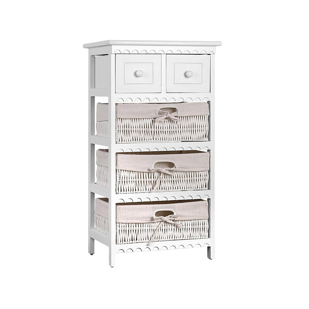 3 Basket Storage Drawers - White Bedside Table Fast shipping On sale