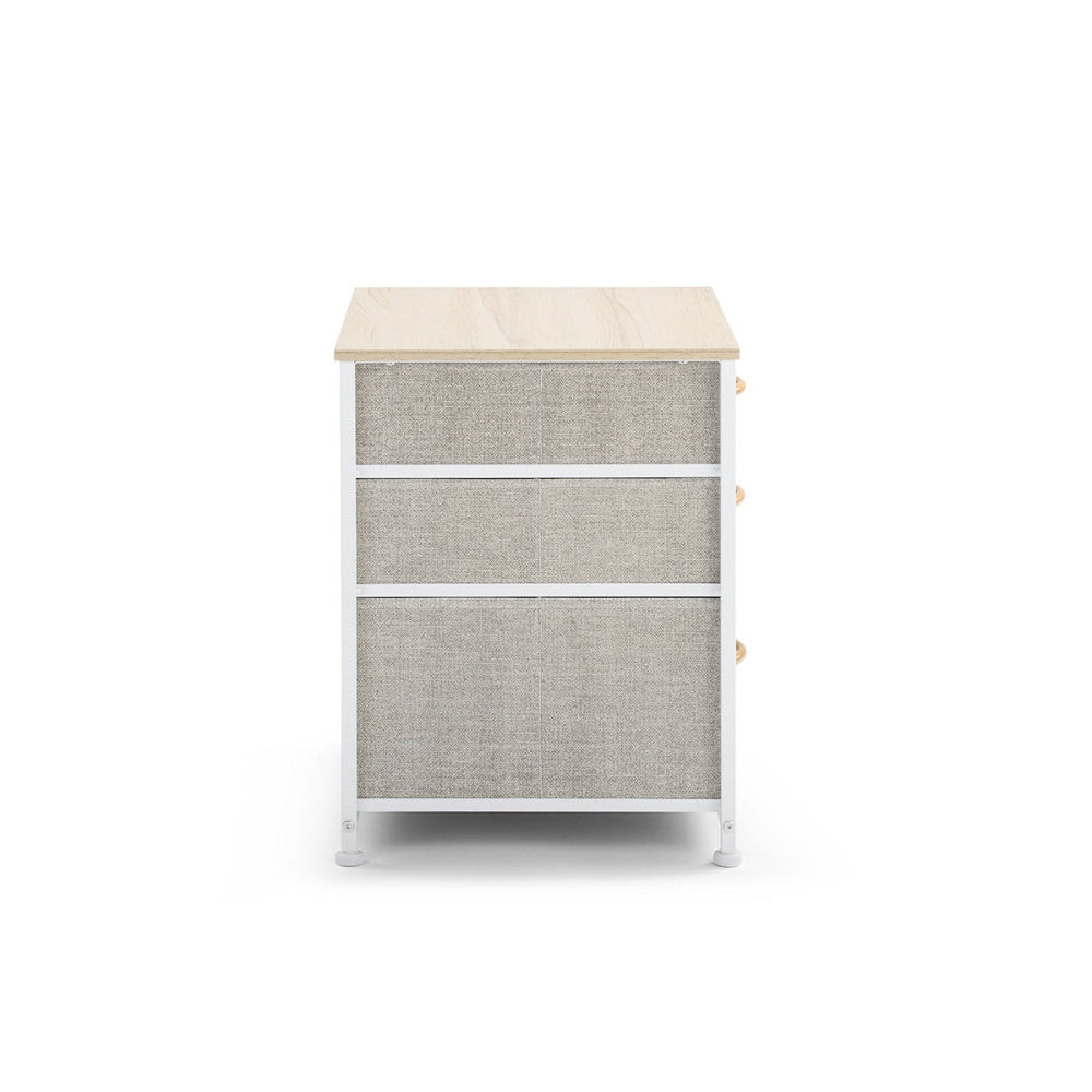 3 Drawer Nightstand Bedside Table Beige Fast shipping On sale
