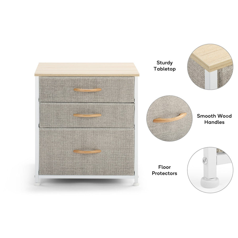 3 Drawer Nightstand Bedside Table Beige Fast shipping On sale