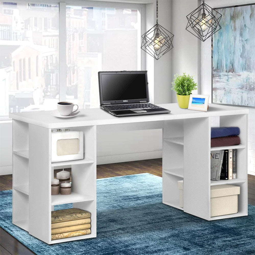 3 Level Desk with Storage & Bookshelf - White Office Fast shipping On sale