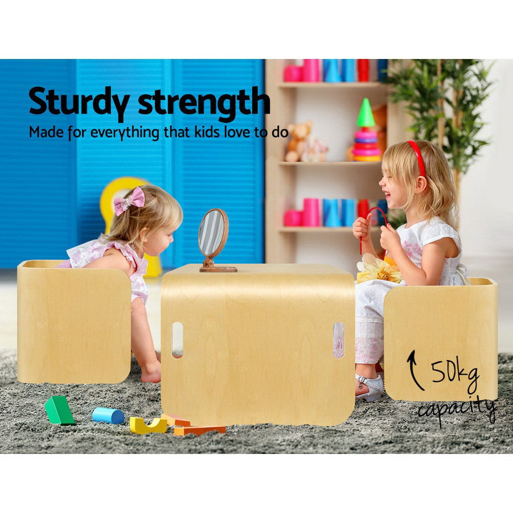 3 PC Nordic Kids Table Chair Set Beige Desk Activity Compact Children Furniture Fast shipping On sale