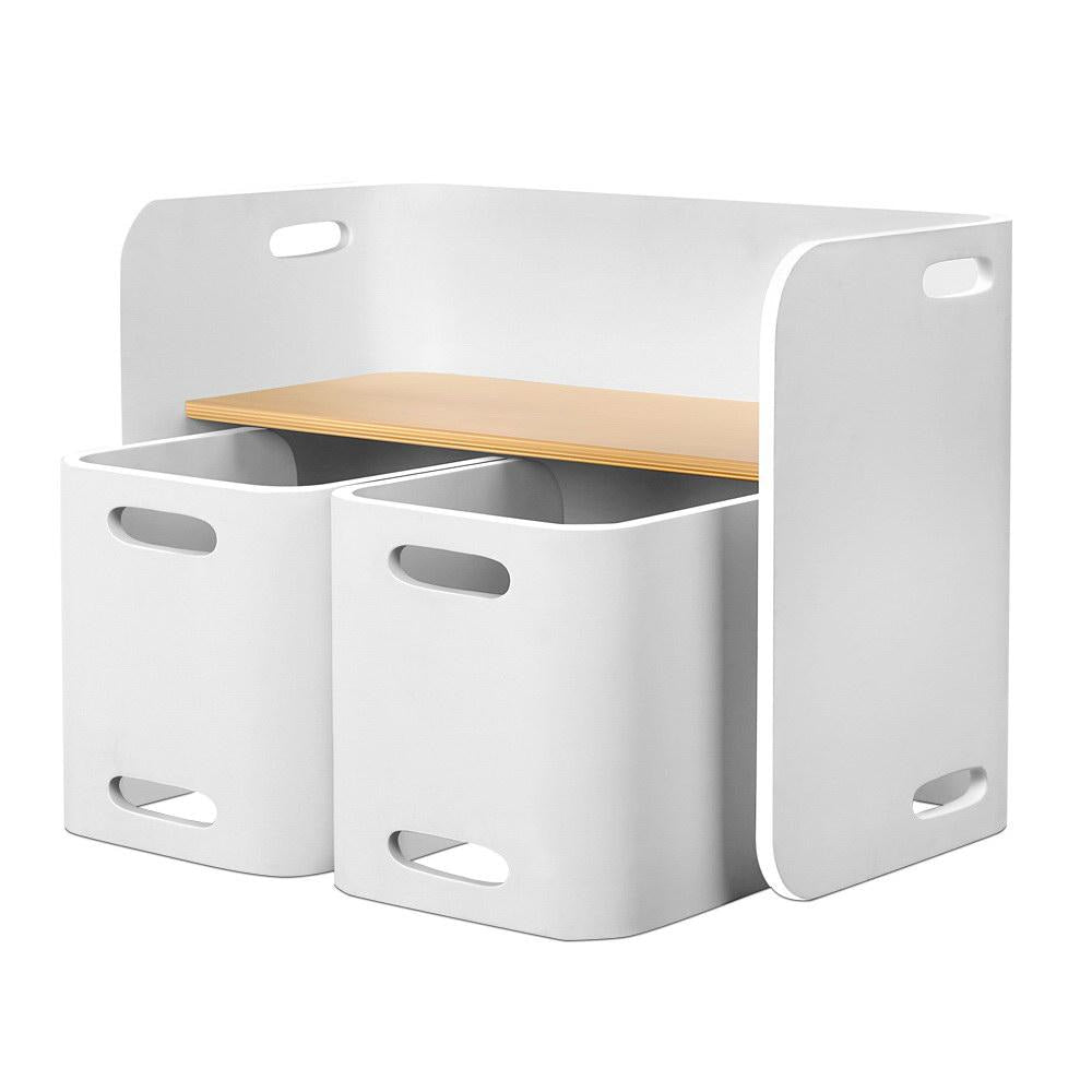 3 PC Nordic Kids Table Chair Set White Desk Activity Compact Children Furniture Fast shipping On sale