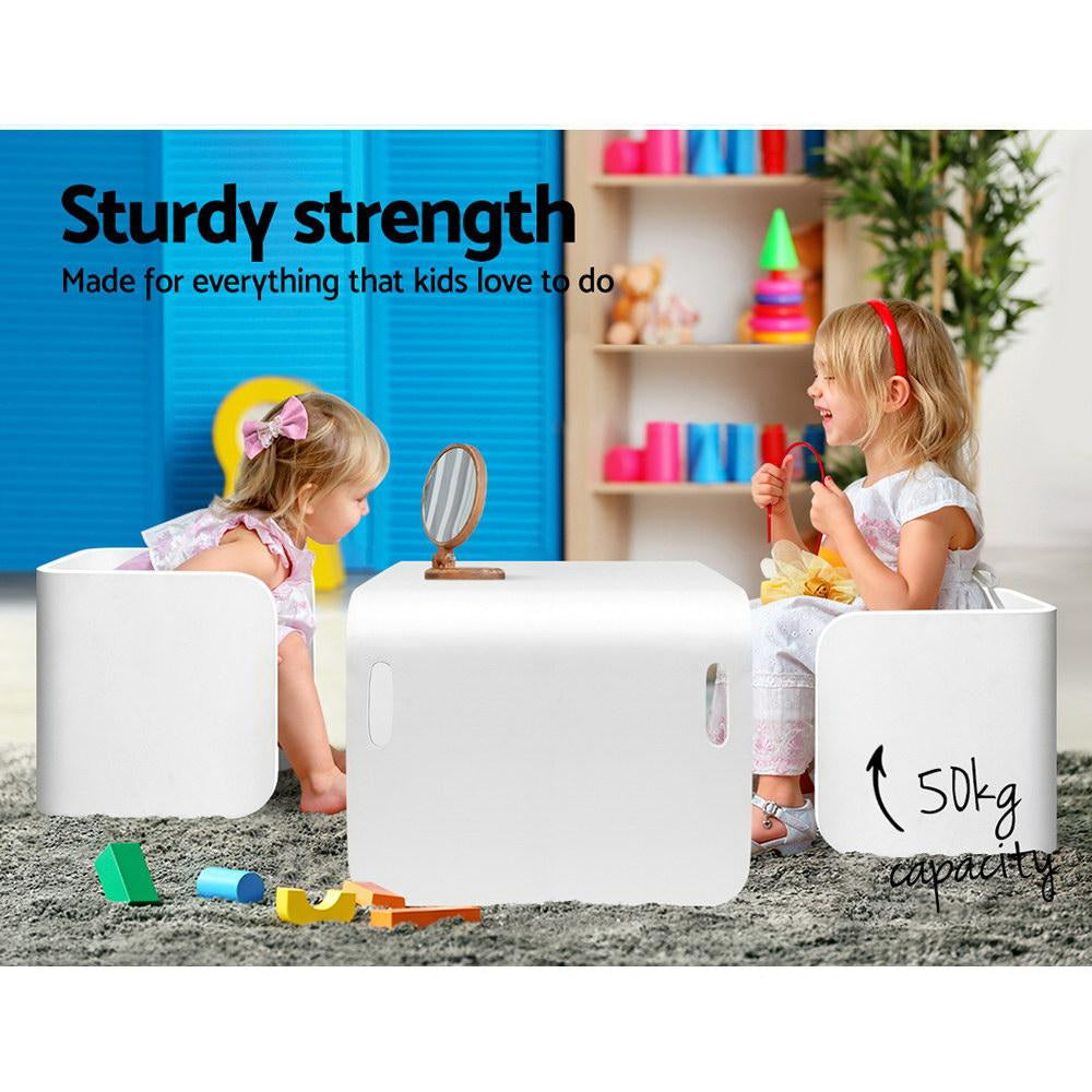 3 PC Nordic Kids Table Chair Set White Desk Activity Compact Children Furniture Fast shipping On sale