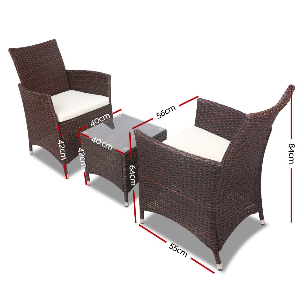 3 Piece Wicker Outdoor Furniture Set - Brown Sets Fast shipping On sale
