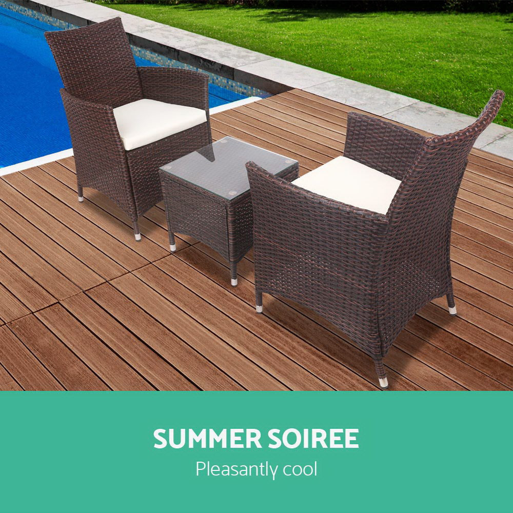 3 Piece Wicker Outdoor Furniture Set - Brown Sets Fast shipping On sale