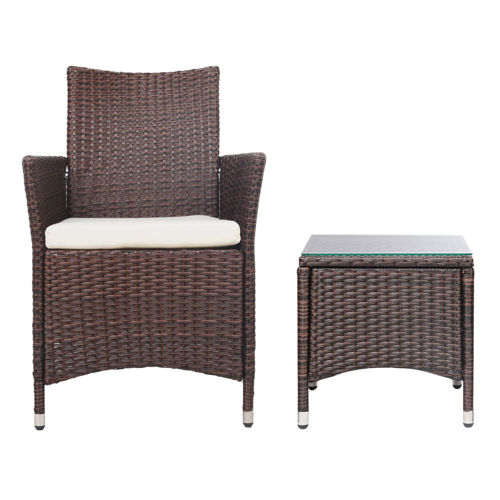 3 Piece Wicker Outdoor Furniture Set - Brown Sets Fast shipping On sale