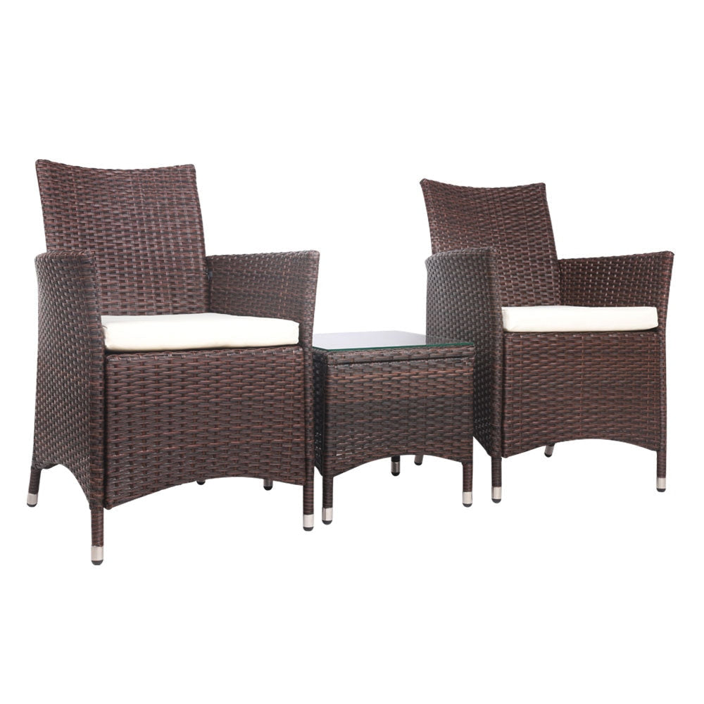 3 Piece Wicker Outdoor Furniture Set - Brown Sets Fast shipping On sale