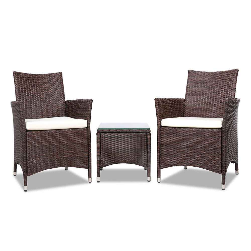 3 Piece Wicker Outdoor Furniture Set - Brown Sets Fast shipping On sale