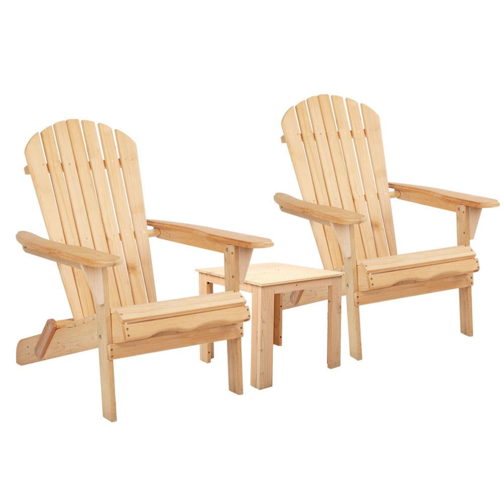 3 Piece Wooden Outdoor Beach Chair and Table Set Sets Fast shipping On sale