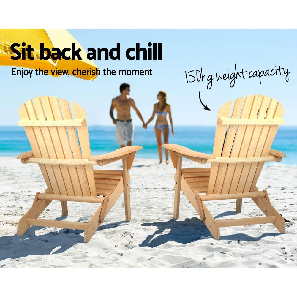 3 Piece Wooden Outdoor Beach Chair and Table Set Sets Fast shipping On sale