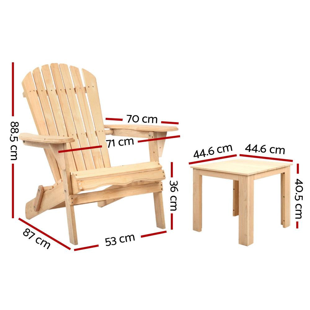 3 Piece Wooden Outdoor Beach Chair and Table Set Sets Fast shipping On sale