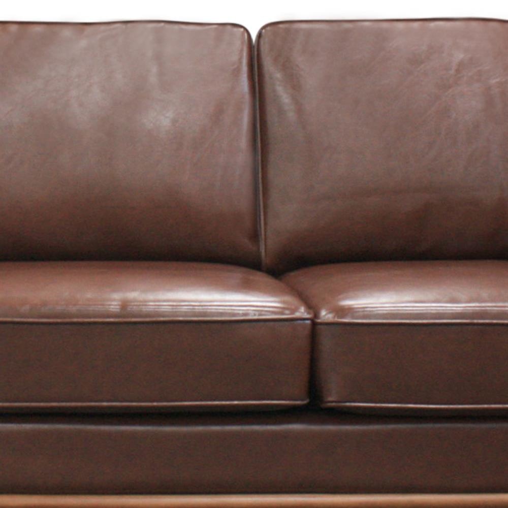 3 Seater Faux Sofa Brown Lounge Set for Living Room Couch with Wooden Frame Fast shipping On sale