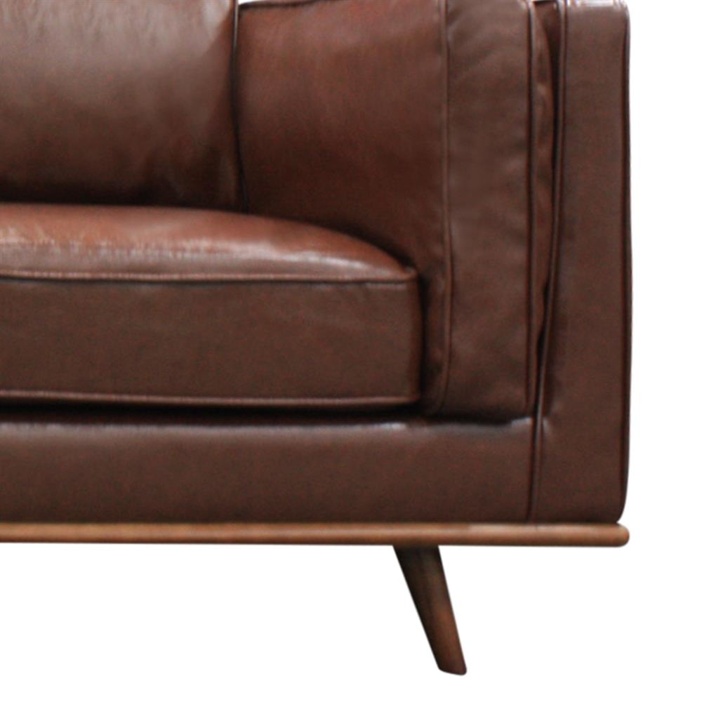 3 Seater Faux Sofa Brown Lounge Set for Living Room Couch with Wooden Frame Fast shipping On sale