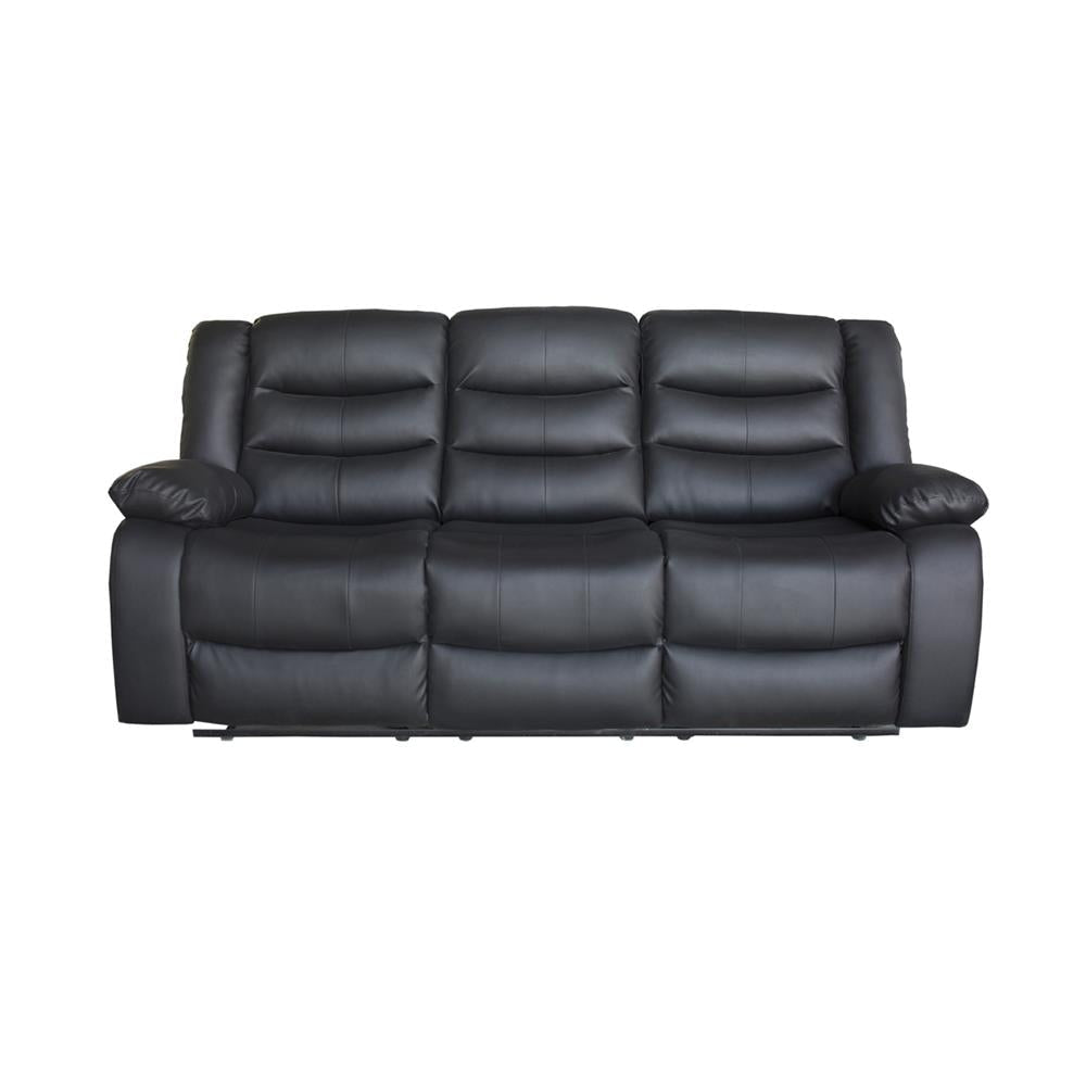 3 Seater Recliner Sofa In Faux Leather Lounge Couch in Black Chair Fast shipping On sale