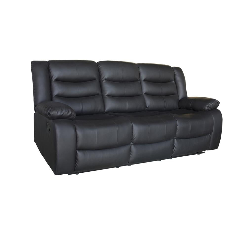 3 Seater Recliner Sofa In Faux Leather Lounge Couch in Black Chair Fast shipping On sale