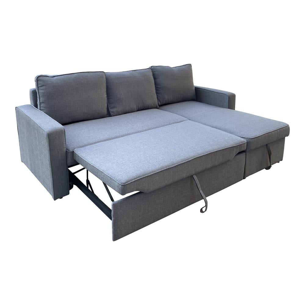 3 Seater Sofa Bed with pull Out Storage Corner Chaise Lounge Set in Grey Fast shipping On sale