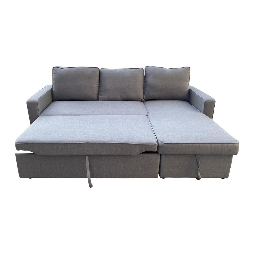 3 Seater Sofa Bed with pull Out Storage Corner Chaise Lounge Set in Grey Fast shipping On sale