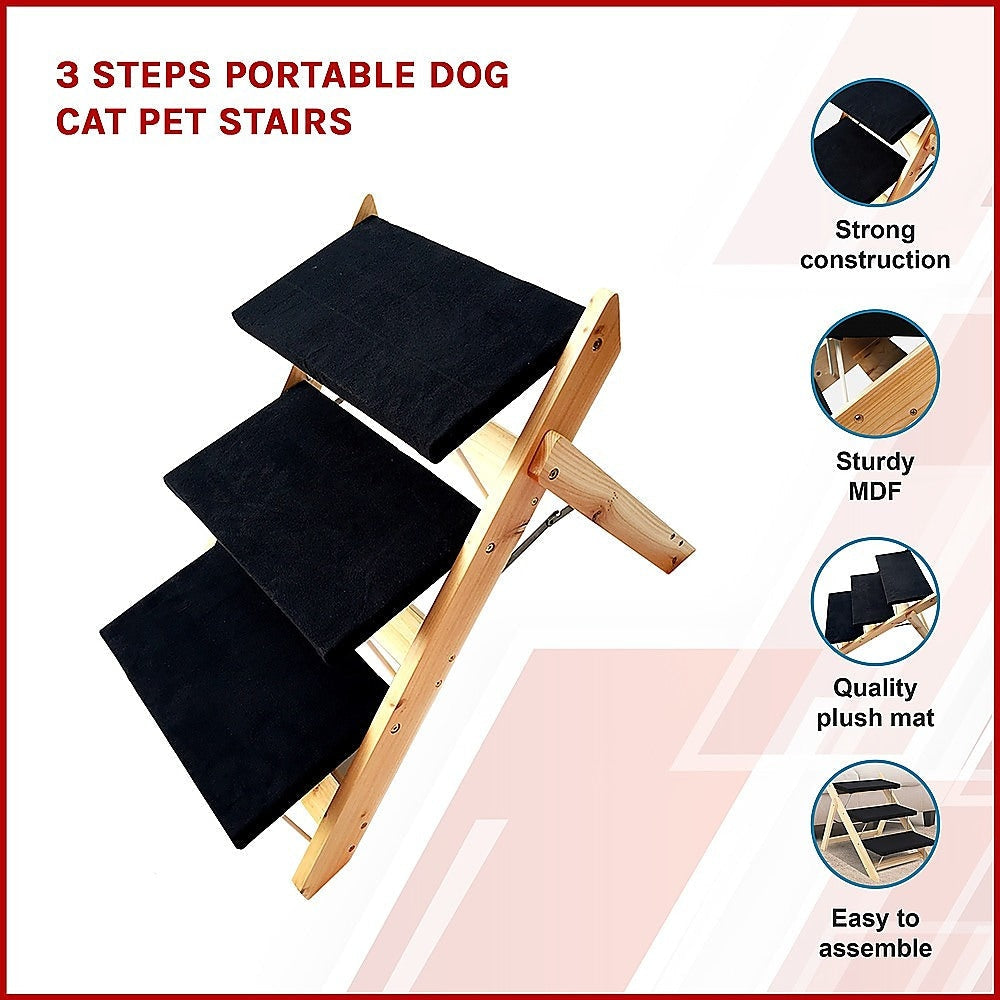 3 Steps Portable Dog Cat Pet Stairs Supplies Fast shipping On sale