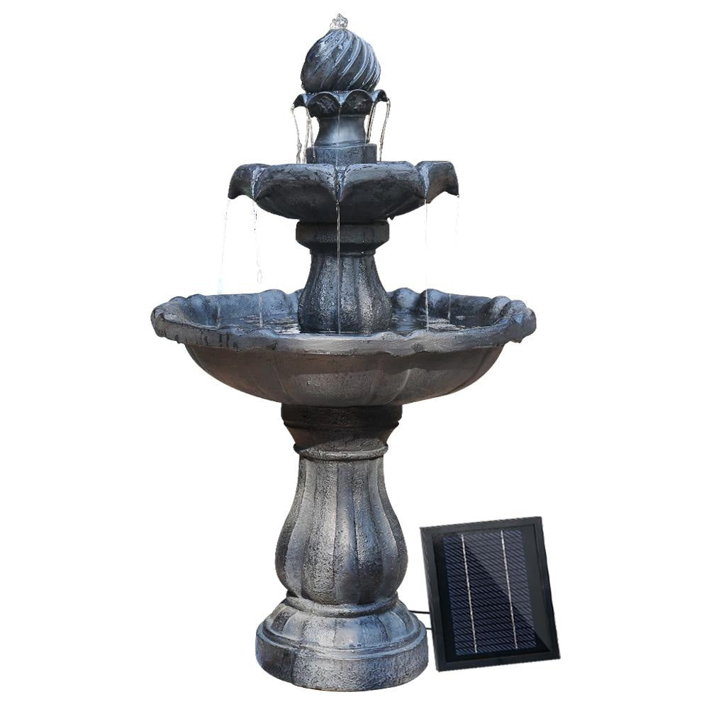 3 Tier Solar Powered Water Fountain - Black Outdoor Decor Fast shipping On sale