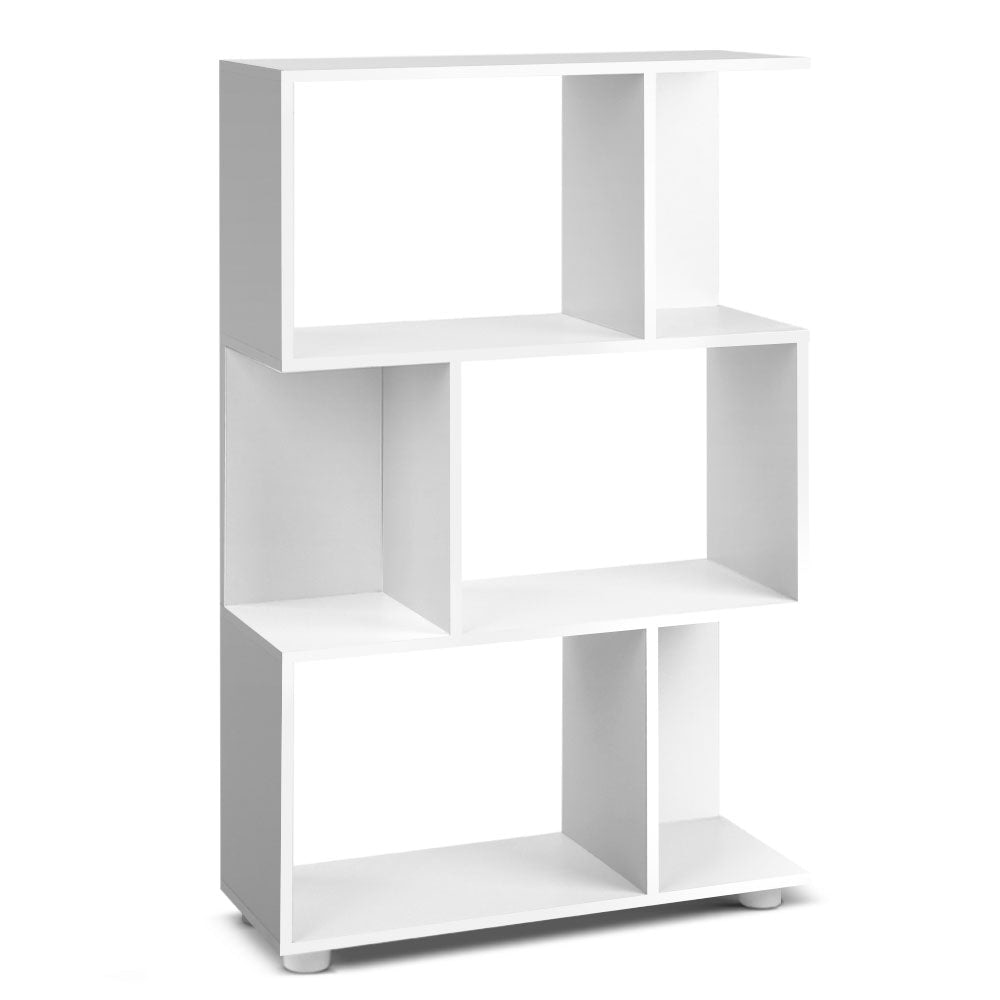 3 Tier Zig Zag Bookshelf Display Storage Cabinet - White Bookcase Fast shipping On sale