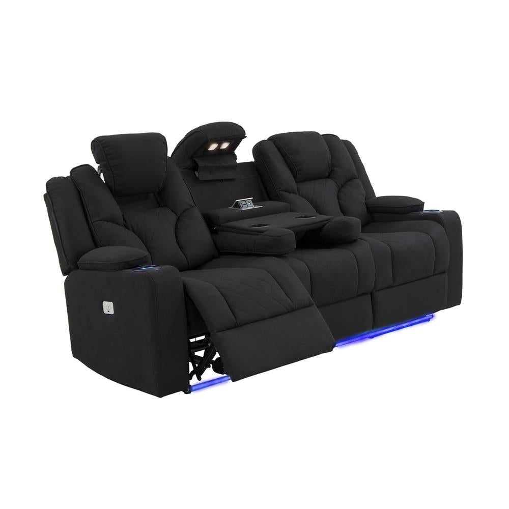3 + 1 + 1 Seater Electric Recliner Stylish Rhino Fabric Black Lounge Armchair with LED Features Chair Fast shipping On sale