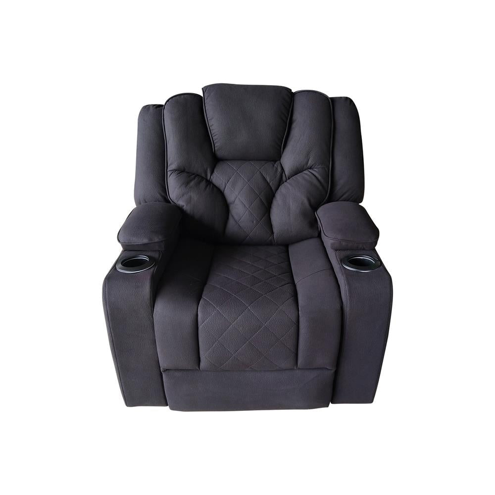 3 + 1 + 1 Seater Electric Recliner Stylish Rhino Fabric Black Lounge Armchair with LED Features Chair Fast shipping On sale