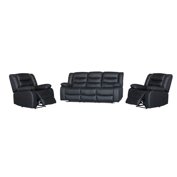 3 + 1 + 1 Seater Recliner Sofa In Faux Leather Lounge Couch in Black Chair Fast shipping On sale