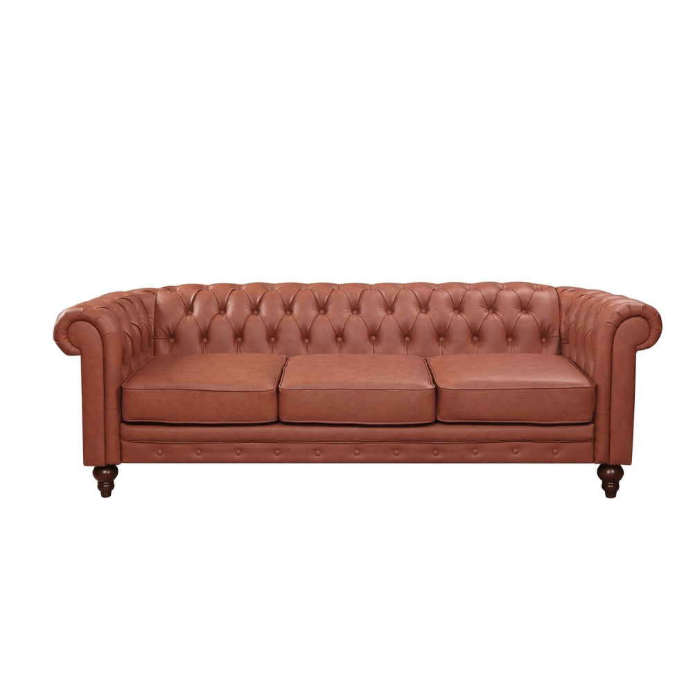 3 + 2 Seater Brown Sofa Lounge Chesterfireld Style Button Tufted in Faux Leather Fast shipping On sale