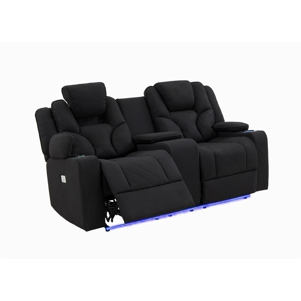 3 + 2 Seater Electric Recliner Stylish Rhino Fabric Black Lounge Armchair with LED Features Chair Fast shipping On sale