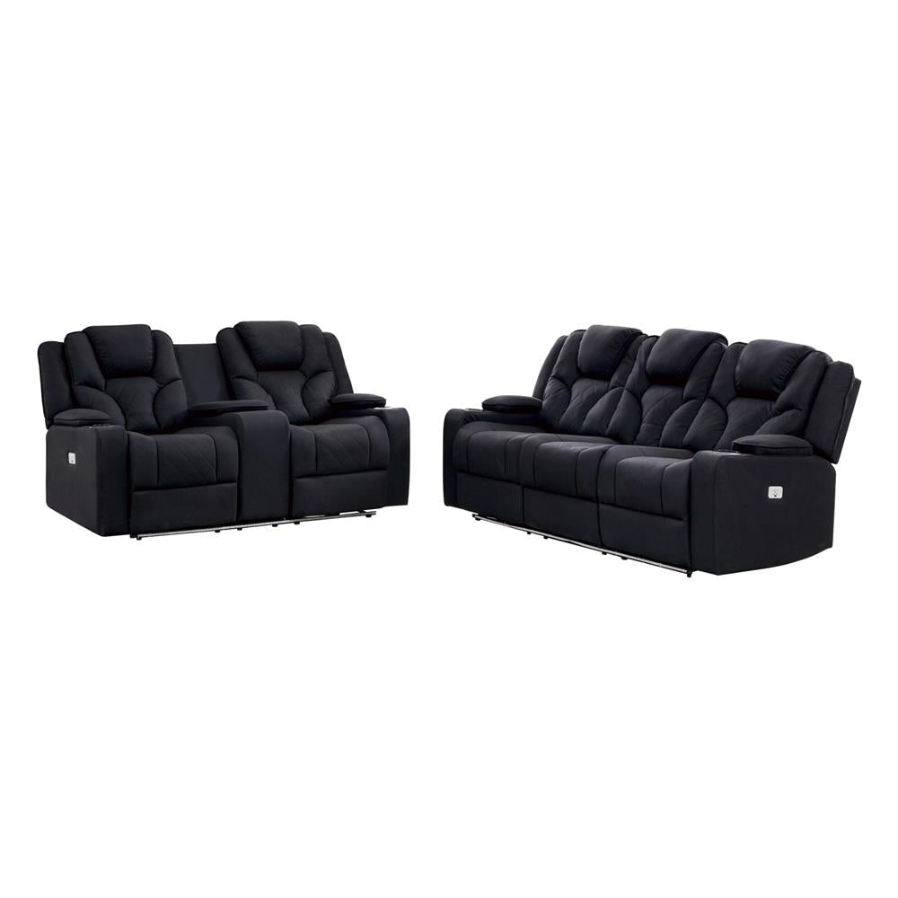 3 + 2 Seater Electric Recliner Stylish Rhino Fabric Black Lounge Armchair with LED Features Chair Fast shipping On sale