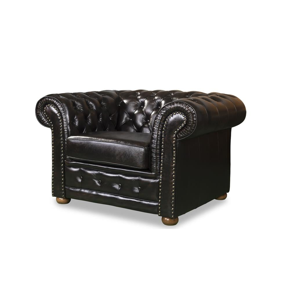Spring Button Chair Momentous Living - 3 + 2 + 1 Seater Genuine Leather Upholstery Deep ...