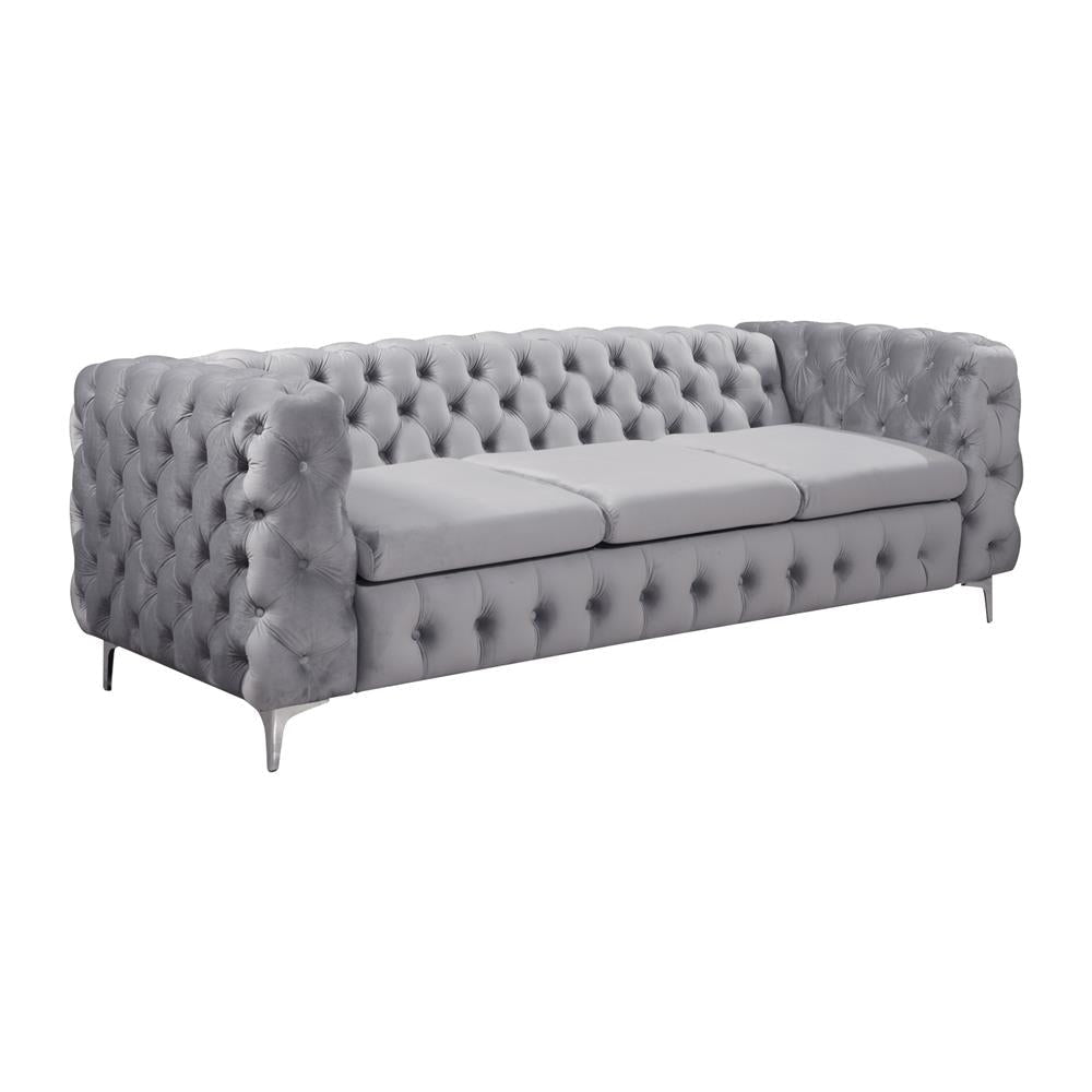 3 + 2 + 1 Seater Sofa Classic Button Tufted Lounge in Grey Velvet Fabric with Metal Legs Fast shipping On sale