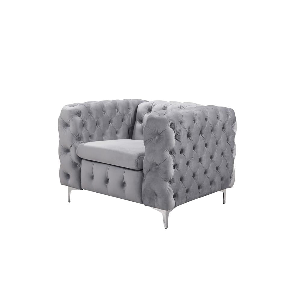 3 + 2 + 1 Seater Sofa Classic Button Tufted Lounge in Grey Velvet Fabric with Metal Legs Fast shipping On sale