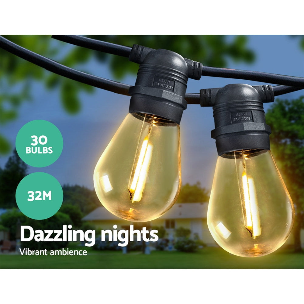 32m LED Festoon String Lights 30 Bulbs Kits Wedding Party Christmas S14 Fast shipping On sale