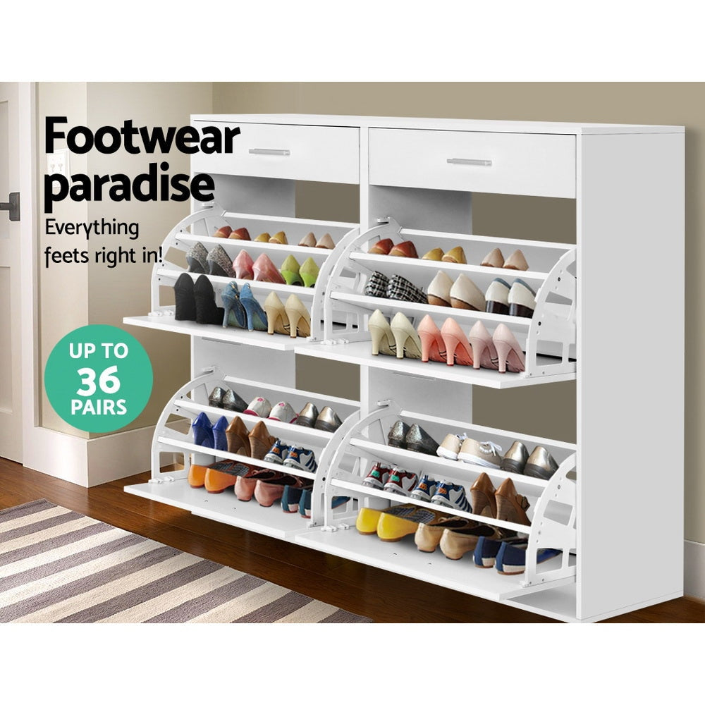 36 Pairs Shoe Cabinet Rack Organisers Storage Shelf Drawer Cupboard White Fast shipping On sale