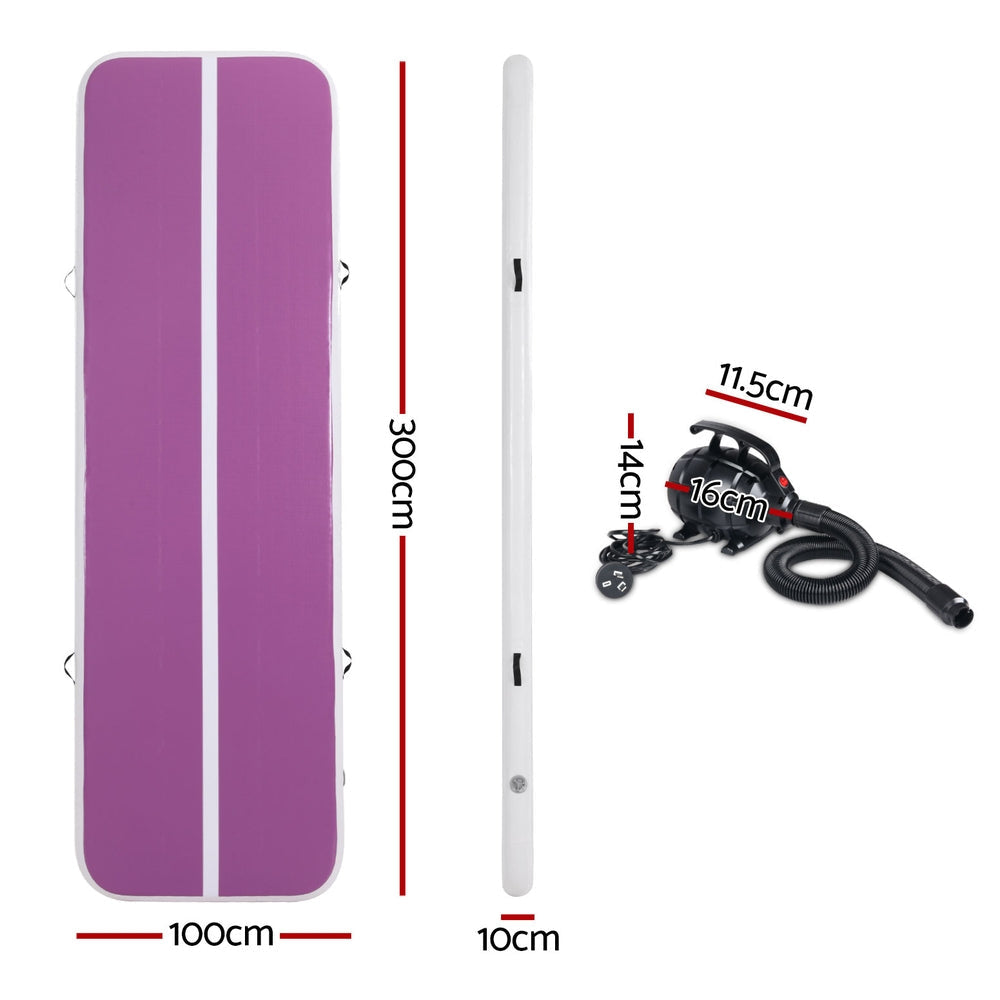 3M Air Track Gymnastics Tumbling Exercise Yoga Mat W/ Pump Inflatable Purple Sports & Fitness Fast shipping On sale
