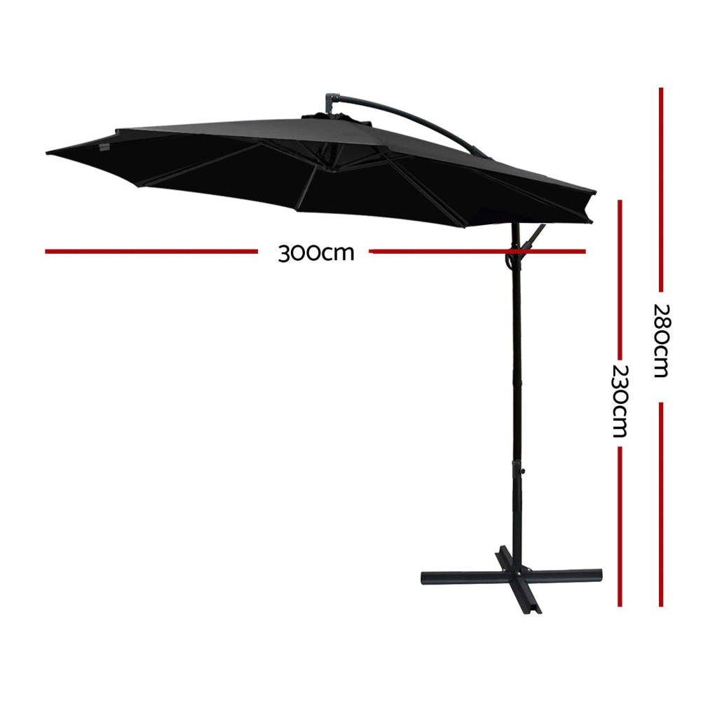 3M Cantilevered Outdoor Umbrella - Black Patio Umbrellas Fast shipping On sale