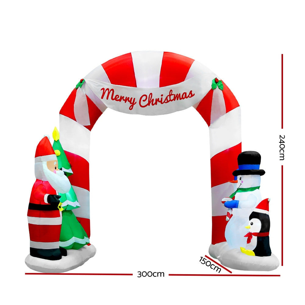3M Christmas Inflatable Archway with Santa Xmas Decor LED Fast shipping On sale