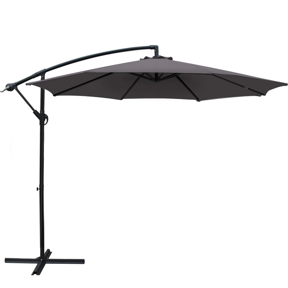 3M Outdoor Furniture Garden Umbrella Charcoal Patio Umbrellas Fast shipping On sale