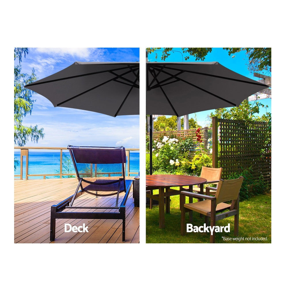 3M Outdoor Furniture Garden Umbrella Charcoal Patio Umbrellas Fast shipping On sale