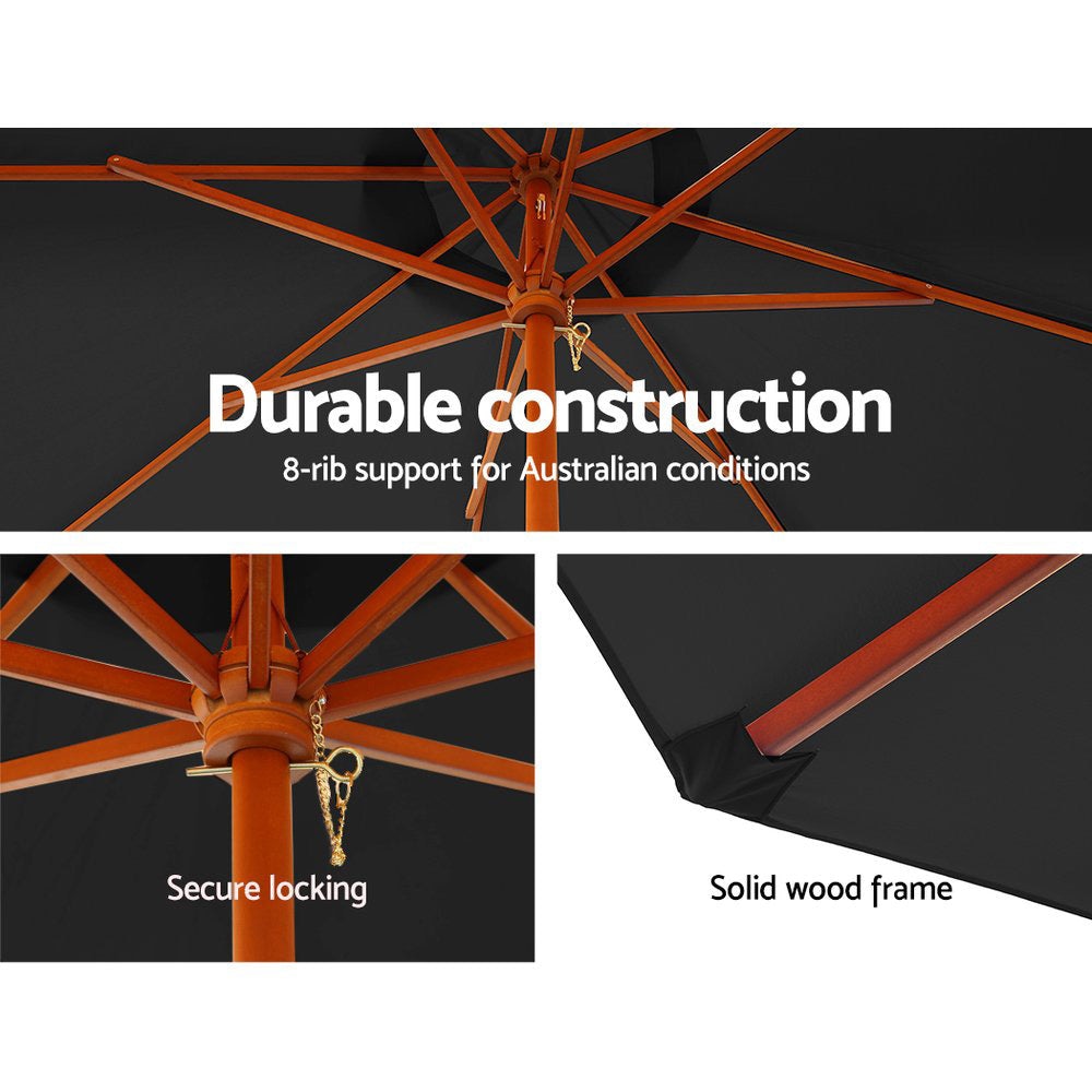 3M Outdoor Pole Umbrella Cantilever Stand Garden Umbrellas Patio Black Fast shipping On sale