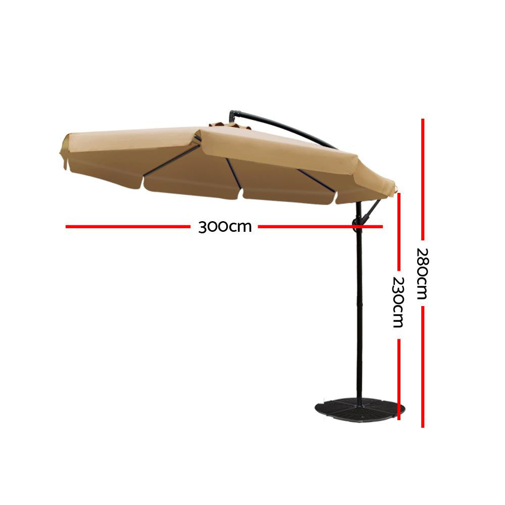 3M Outdoor Umbrella - Beige Patio Umbrellas Fast shipping On sale