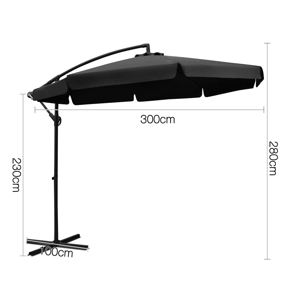 3M Outdoor Umbrella - Black Patio Umbrellas Fast shipping On sale