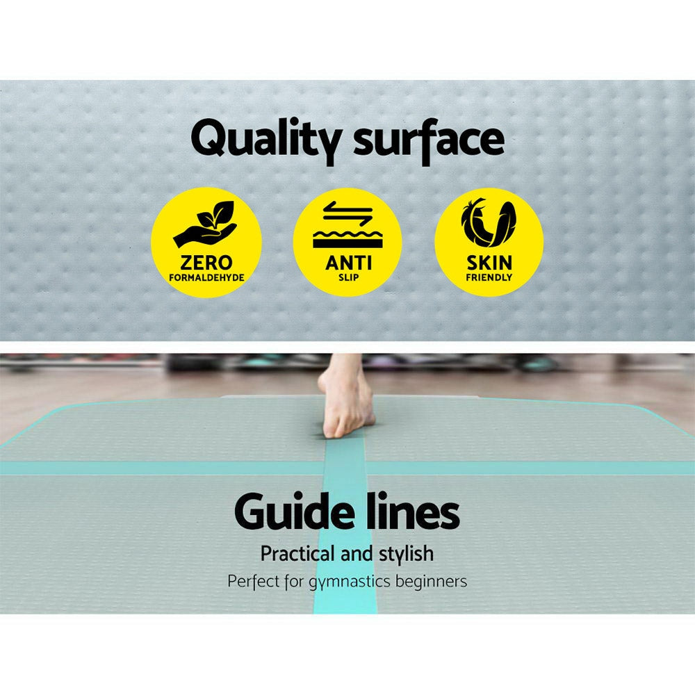 3m x 1m Air Track Mat Gymnastic Tumbling Mint Green and Grey Sports & Fitness Fast shipping On sale