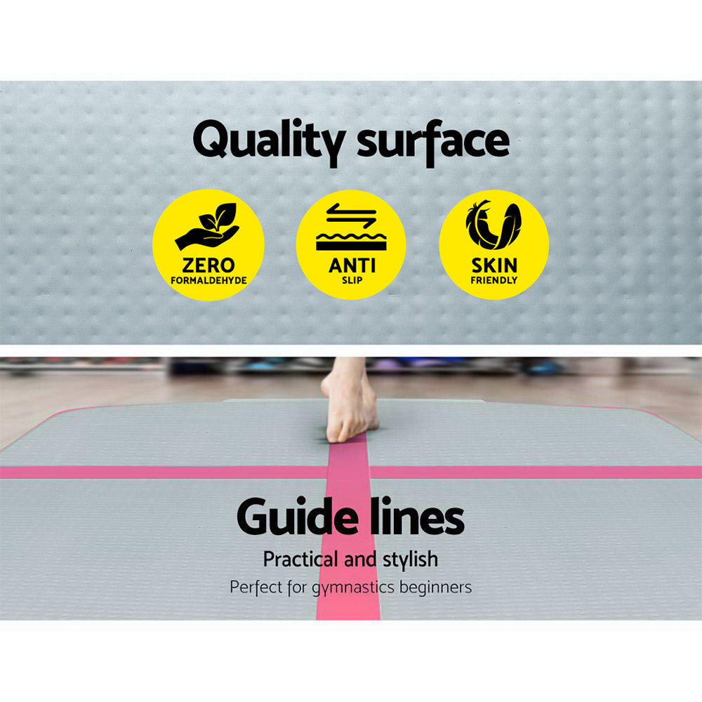 3m x 1m Air Track Mat Gymnastic Tumbling Pink and Grey Sports & Fitness Fast shipping On sale