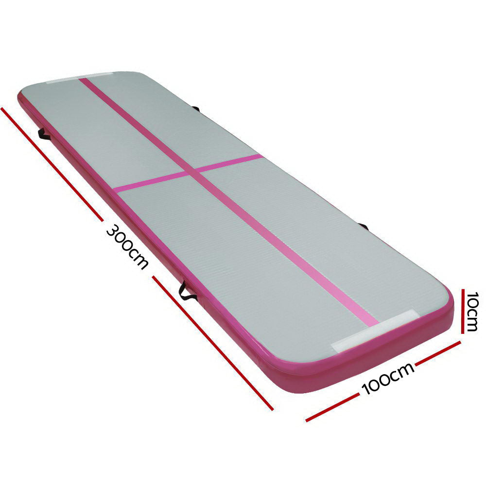 3m x 1m Air Track Mat Gymnastic Tumbling Pink and Grey Sports & Fitness Fast shipping On sale