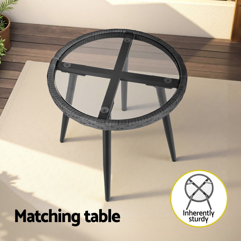 3PC Outdoor Bistro Set Patio Furniture Lounge Setting Table and Chairs Grey Sets Fast shipping On sale