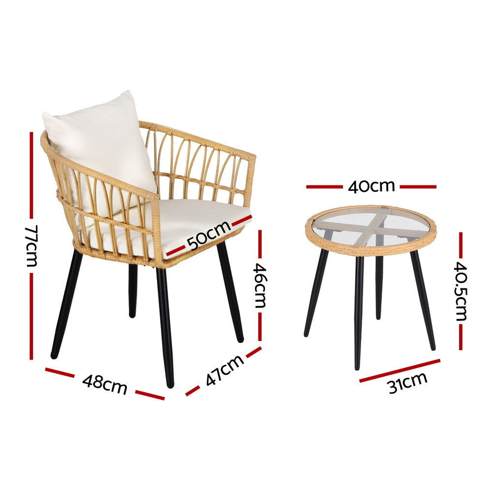 3PC Outdoor Bistro Set Patio Furniture Lounge Setting Table and Chairs Natural Sets Fast shipping On sale