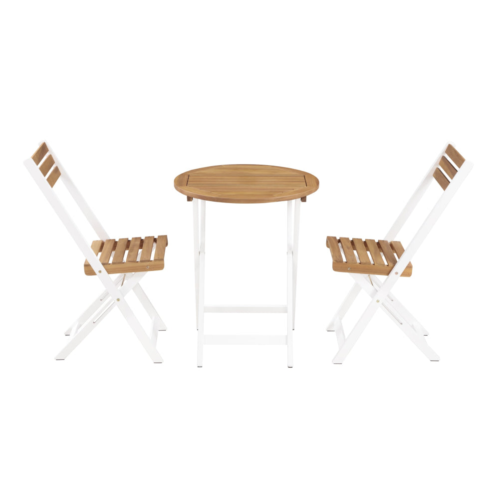 3PC Outdoor Elegance Premium Bistro 2 Chairs 1 Table Set Natural/White Sets Fast shipping On sale